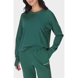 SWEATY BETTY M 10 After Class Crop Sweatshirt Crewneck Pullover Athleisure Top